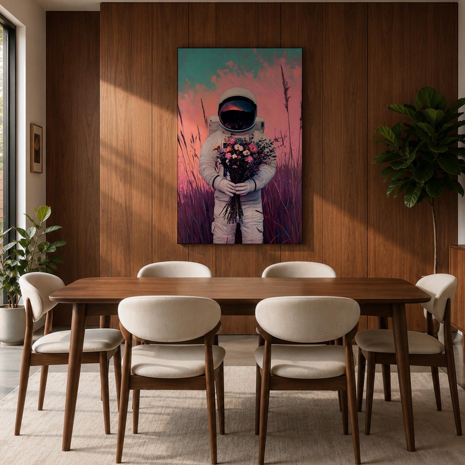 Astronaut Space Wall Art Cosmonaut Explorer Abstract Floral Symbol Gift Living Room Home Decor