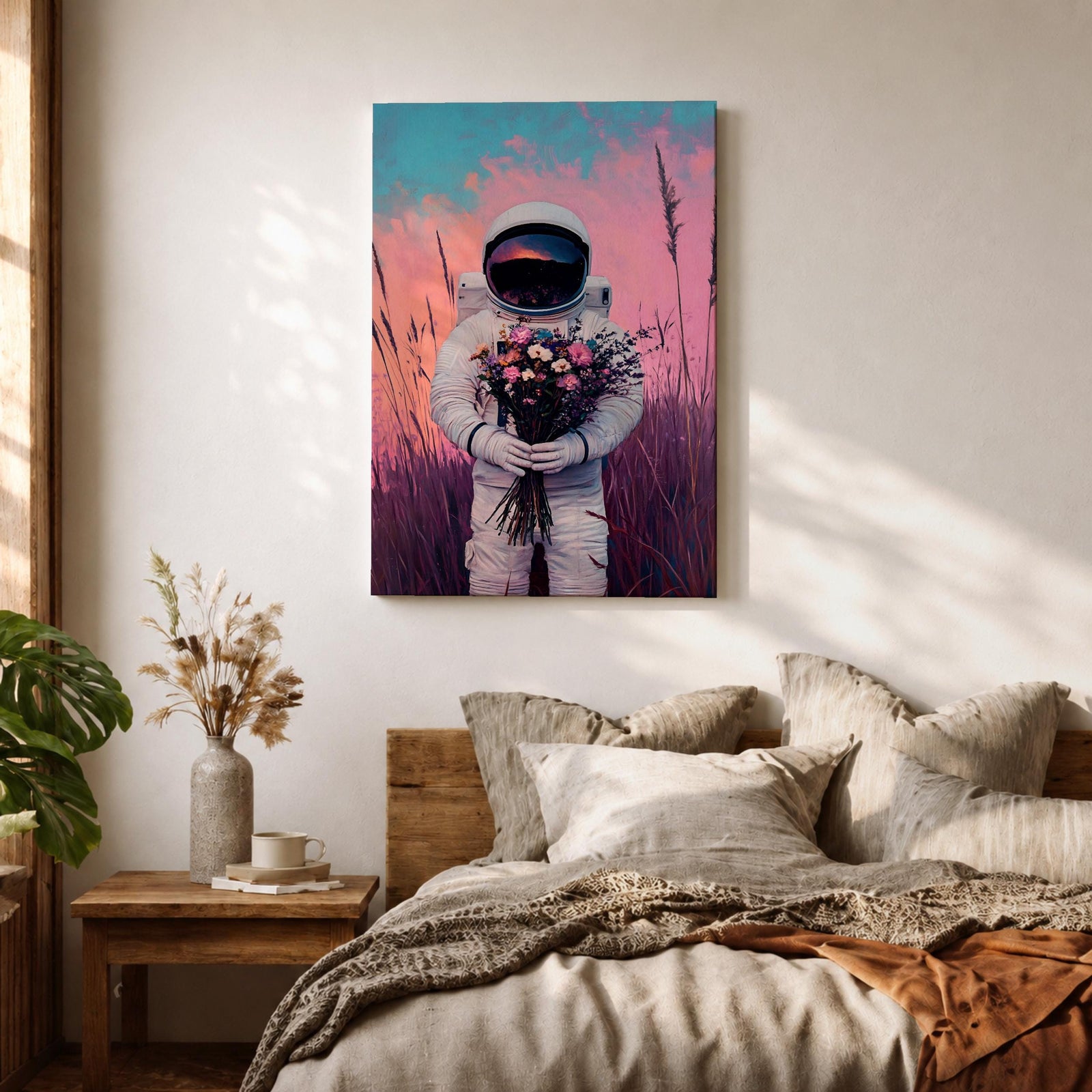 Astronaut Space Wall Art Cosmonaut Explorer Abstract Floral Symbol Gift Living Room Home Decor