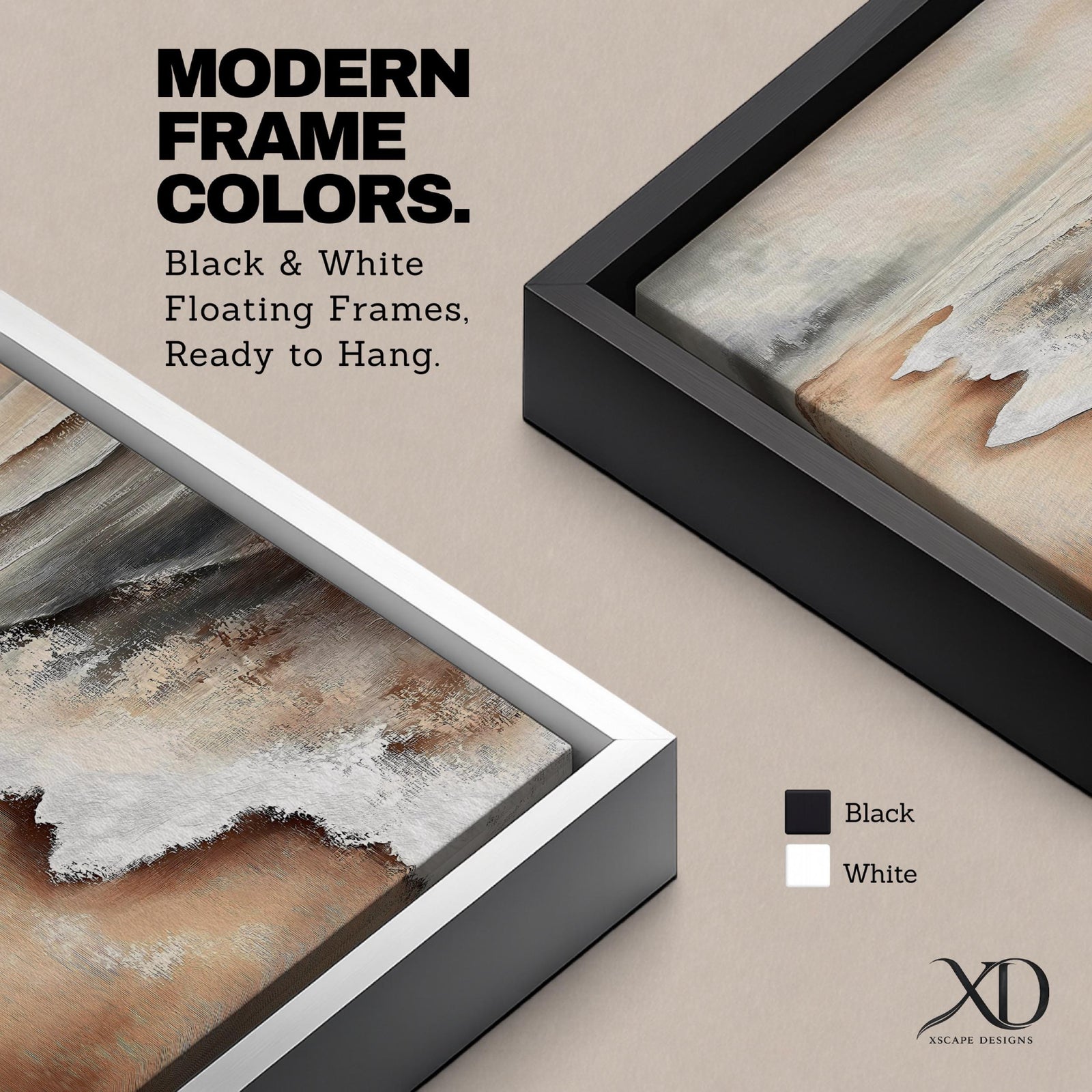 A framed canvas painting of a coastal seascape depicting waves gently washing onto a sandy beach under a cloudy sky. The artwork captures the natural landscape with realistic textures and muted tones, emphasizing the ocean shore and shoreline details in a classic style.