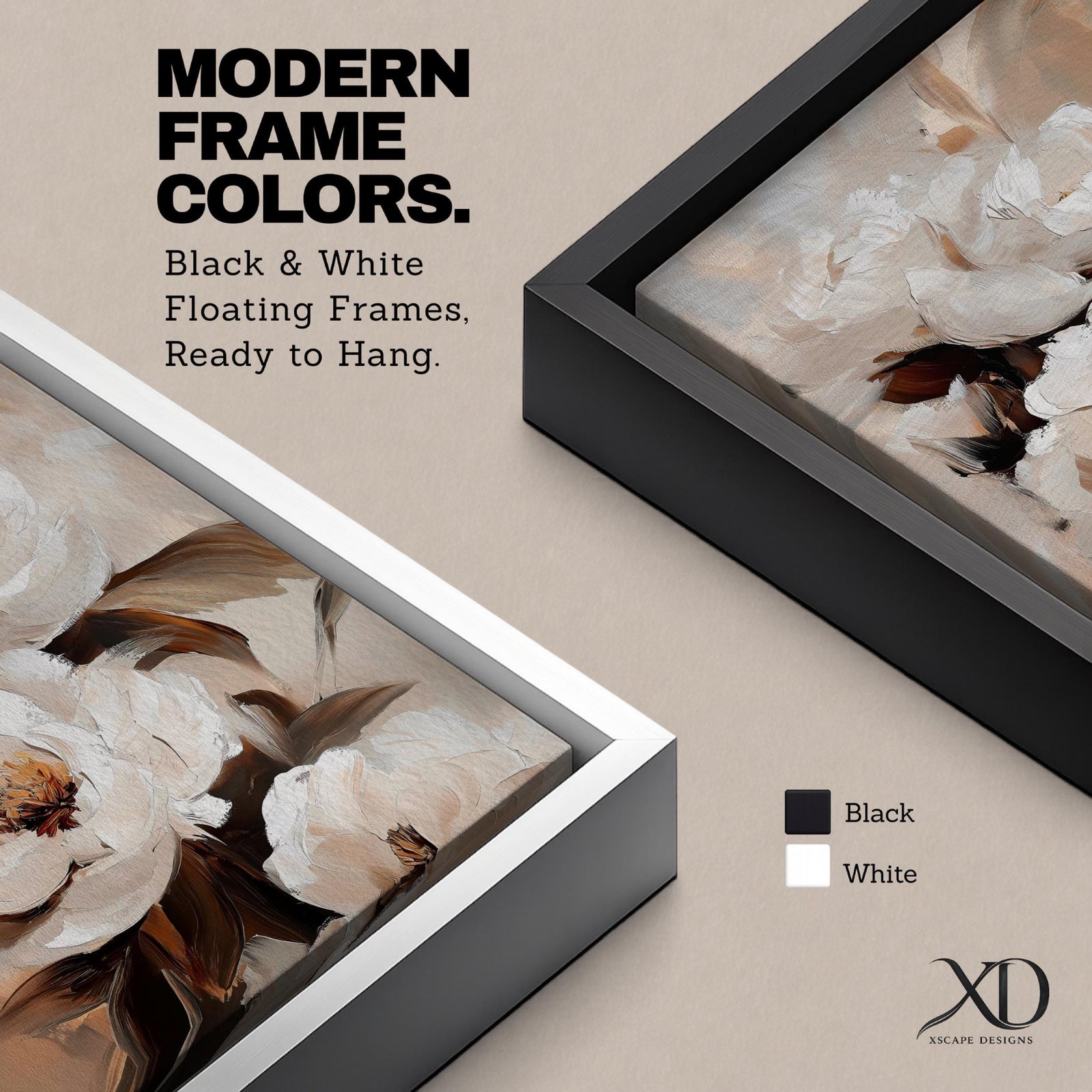 A detailed vintage-style floral painting featuring large white peony blossoms with soft, layered petals and subtle brown leaves. The composition focuses on the delicate texture and natural form of the peony flowers, rendered in an elegant, classic botanical art style.