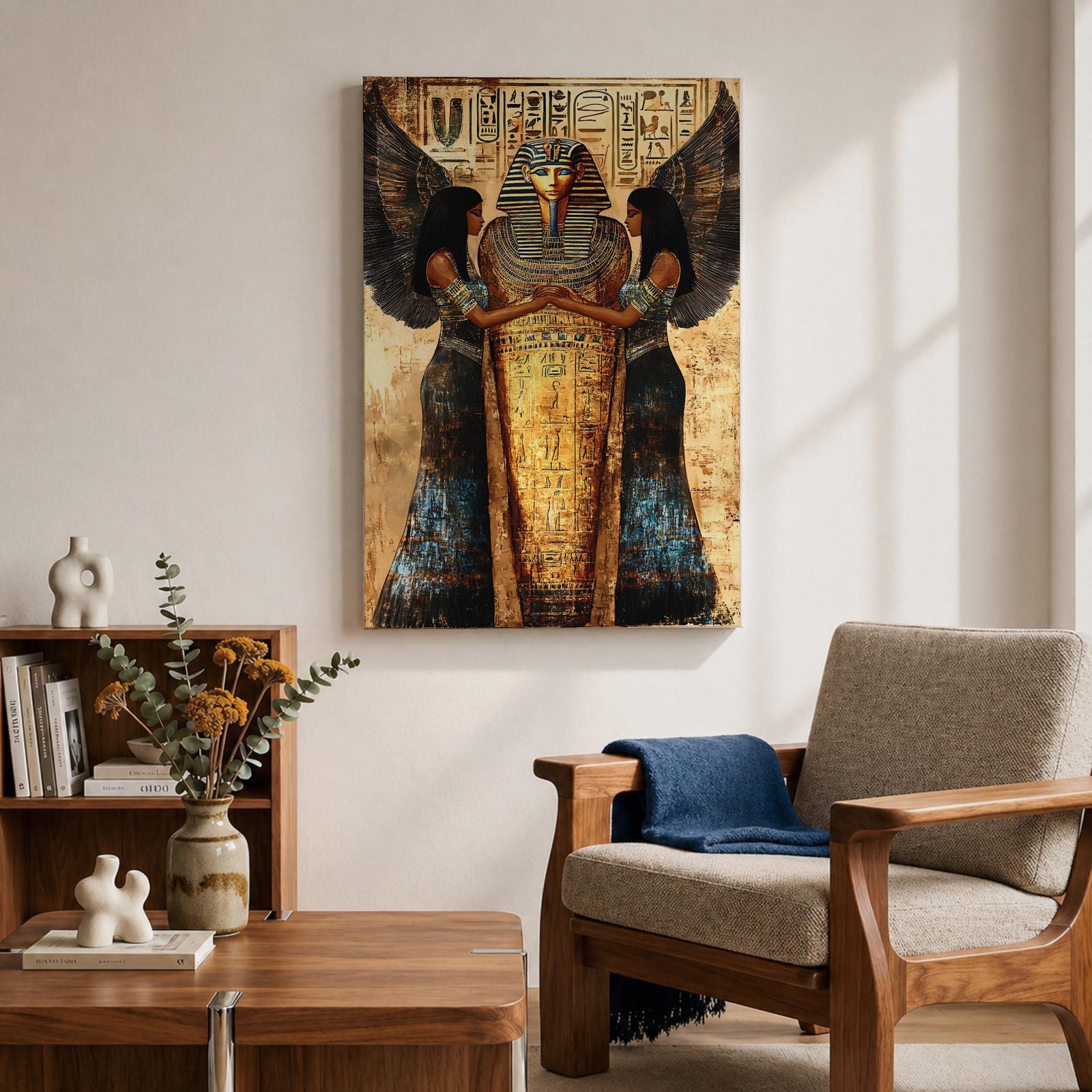 Tutankhamun Pharaoh Egyptian Wall Art King Tut Mythology Symbol Gift Living Room Home Decor