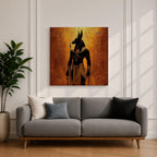 Anubis Wall Art Jackal Deity Framed Canvas Egyptian Mythology Ancient Hieroglyphic Cultural Decor