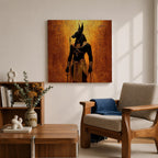 Anubis Wall Art Jackal Deity Framed Canvas Egyptian Mythology Ancient Hieroglyphic Cultural Decor