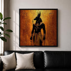 Anubis Wall Art Jackal Deity Framed Canvas Egyptian Mythology Ancient Hieroglyphic Cultural Decor