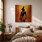Anubis Wall Art Jackal Deity Framed Canvas Egyptian Mythology Ancient Hieroglyphic Cultural Decor
