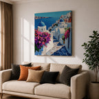 Santorini Greece Wall Art Greek Island Framed Canvas Mediterranean Coastal Landscape Living Room Decor