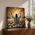 Jesus Resurrection Wall Art Risen Christ Framed Canvas Christian Impasto Biblical Home Decor