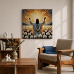 Jesus Resurrection Wall Art Risen Christ Framed Canvas Christian Impasto Biblical Home Decor