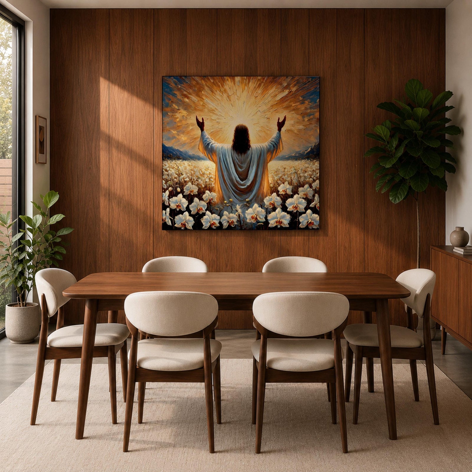 Jesus Resurrection Wall Art Risen Christ Framed Canvas Christian Impasto Biblical Home Decor