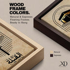 Minimalist Islamic artwork showing the Kaaba with flowing directional lines pointing toward it to symbolize the Qibla prayer direction, featuring Arabic calligraphy reading “Al-Qibla” beneath the geometric design, rendered in black and gold tones on a warm sepia parchment-style background.