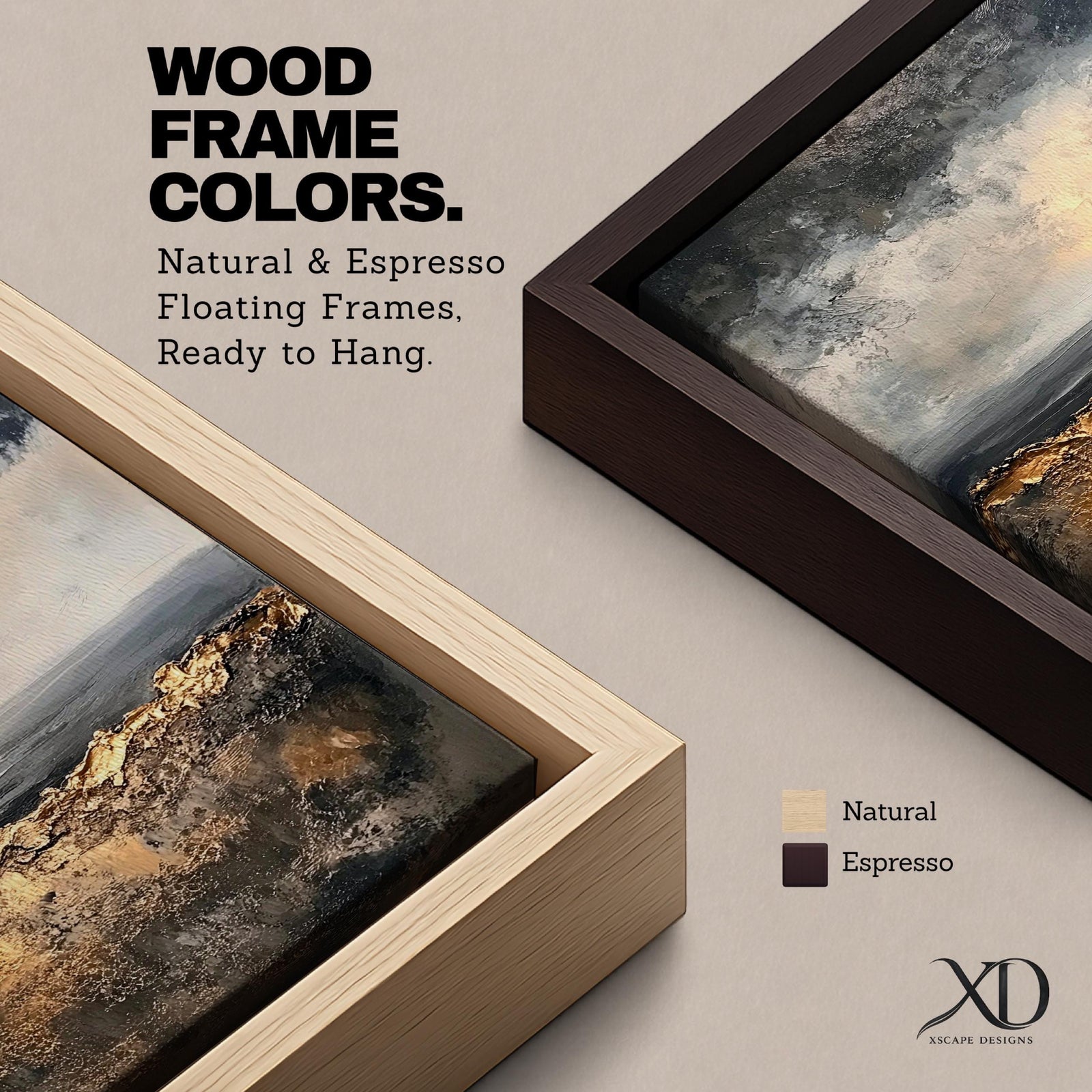 Abstract Landscape Wall Art Neutral Horizon Framed Canvas Textured Rustic Modern Home Decor