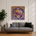 Persian Floral Wall Art Arch Bouquet Framed Canvas Gol O Morgh Persian Islamic Decor
