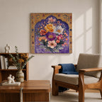 Persian Floral Wall Art Arch Bouquet Framed Canvas Gol O Morgh Persian Islamic Decor