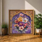 Persian Floral Wall Art Arch Bouquet Framed Canvas Gol O Morgh Persian Islamic Decor