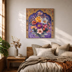 Persian Floral Wall Art Arch Bouquet Framed Canvas Gol O Morgh Persian Islamic Decor