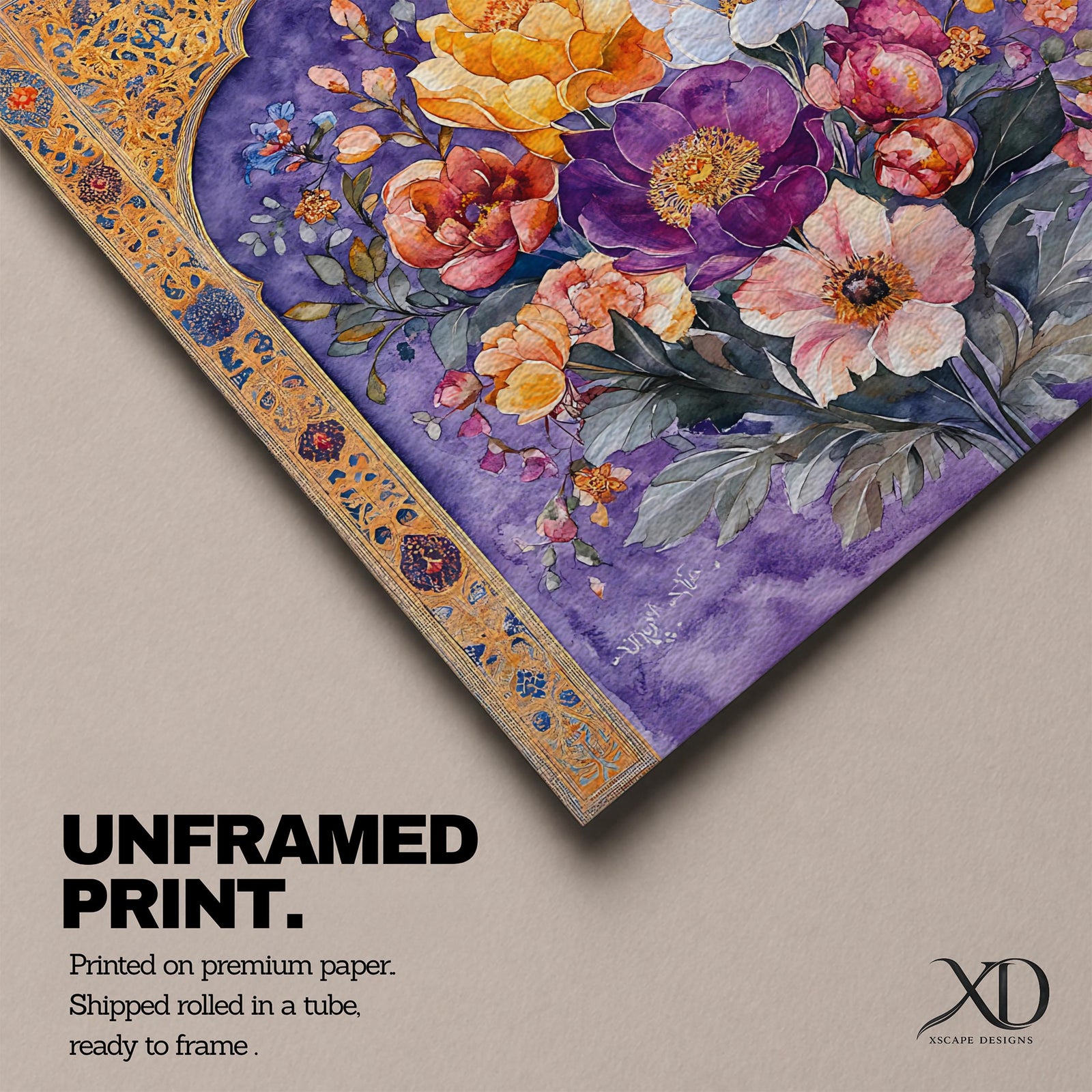 Persian Floral Wall Art Arch Bouquet Framed Canvas Gol O Morgh Persian Islamic Decor