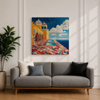 Moroccan Palace Wall Art Ocean Terrace Framed Canvas Riad Mosaic Islamic Home Decor