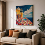 Moroccan Palace Wall Art Ocean Terrace Framed Canvas Riad Mosaic Islamic Home Decor