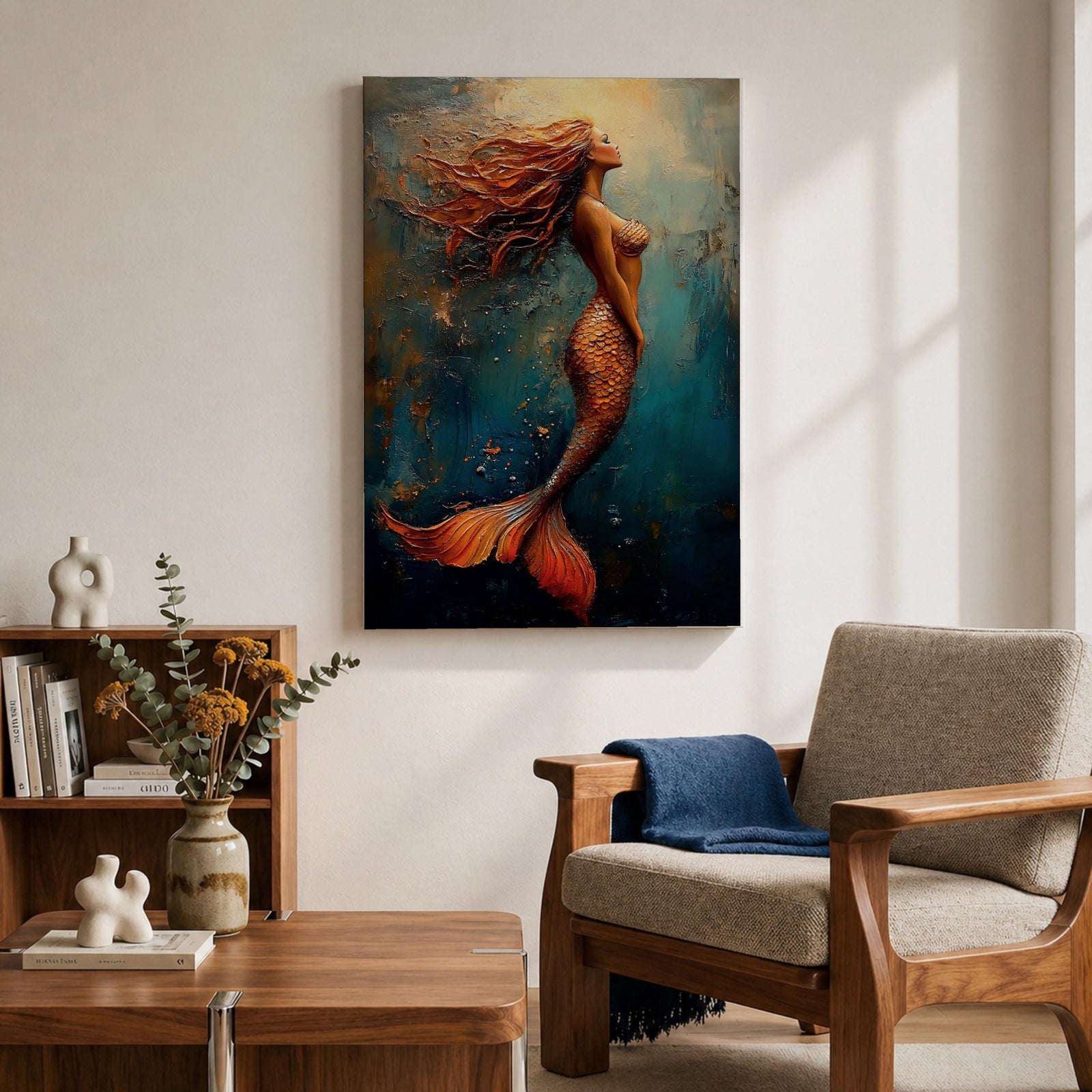Mermaid Mythical Wall Art Sea Goddess Nymph Ocean Fantasy Gift Living Room Home Decor