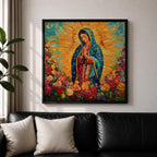 Our Lady of Guadalupe Wall Art La Guadalupana Framed Canvas Mexican Catholic Prayer Decor