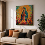 Our Lady of Guadalupe Wall Art La Guadalupana Framed Canvas Mexican Catholic Prayer Decor