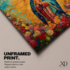 Our Lady of Guadalupe Wall Art La Guadalupana Framed Canvas Mexican Catholic Prayer Decor
