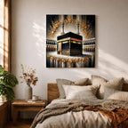 Kaaba Wall Art Grand Mosque Framed Canvas Makkah Gold Leaf Islamic Home Decor