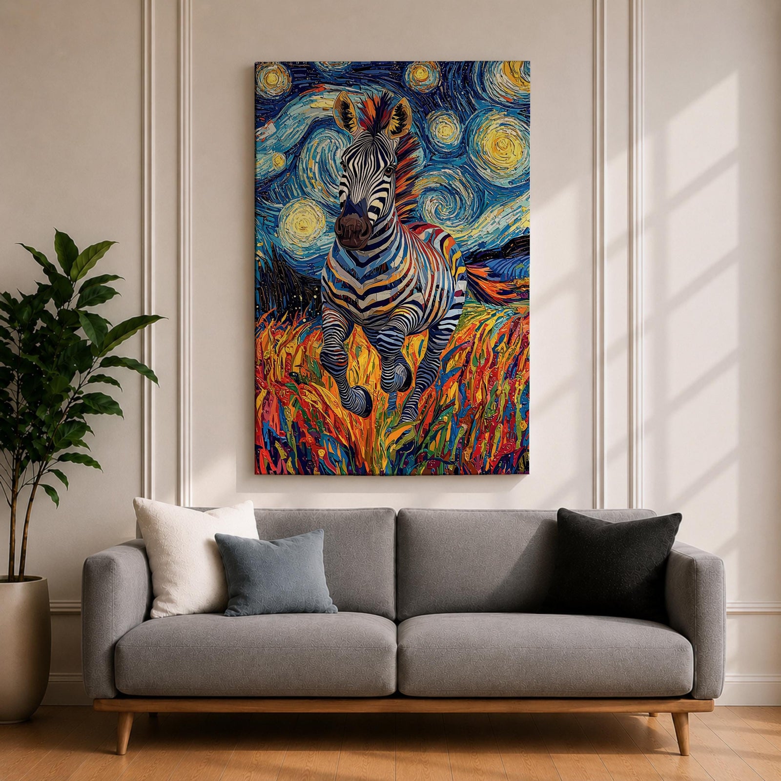 Zebra Animal Wall Art Running Zebra Horse Abstract Nature Gift Living Room Home Decor