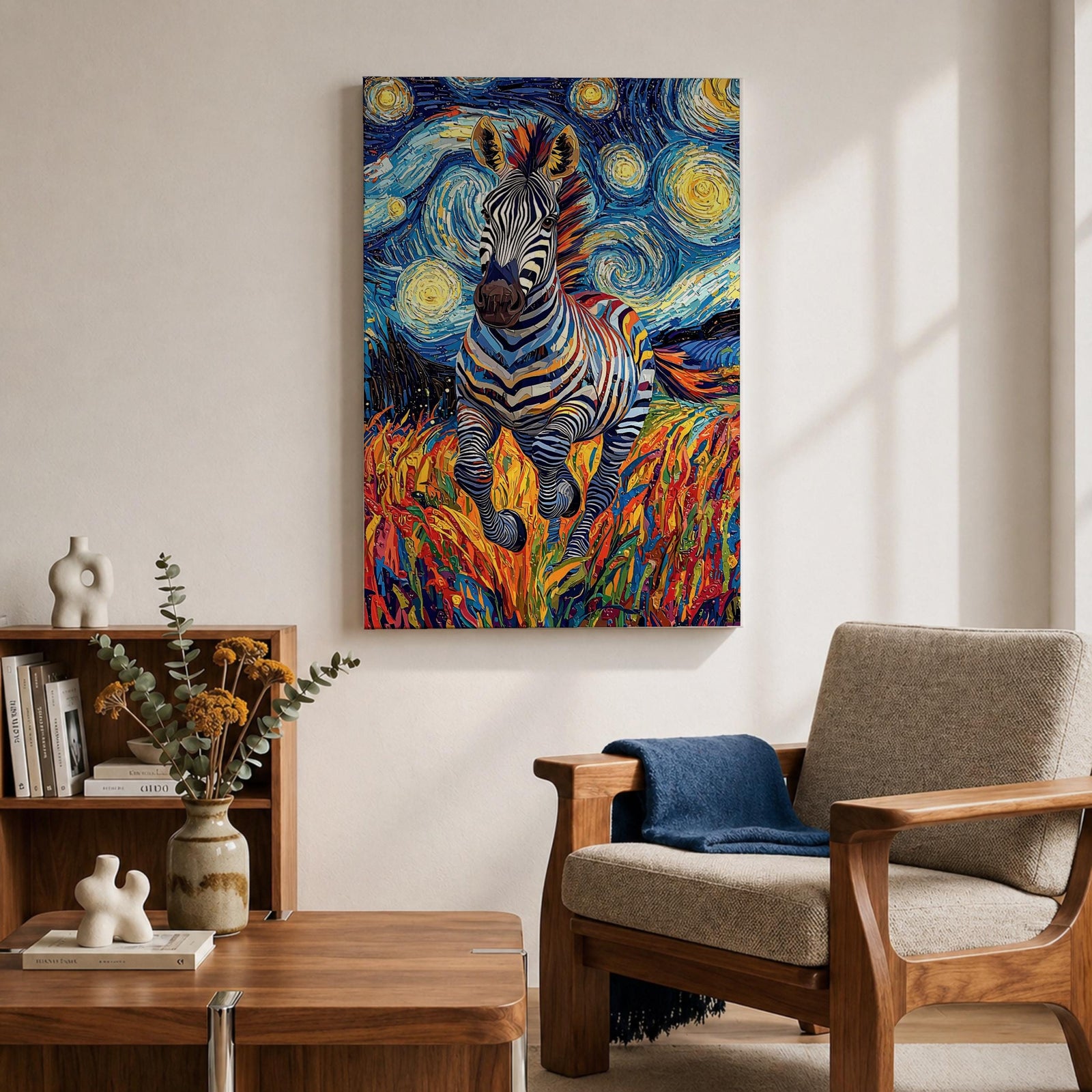 Zebra Animal Wall Art Running Zebra Horse Abstract Nature Gift Living Room Home Decor