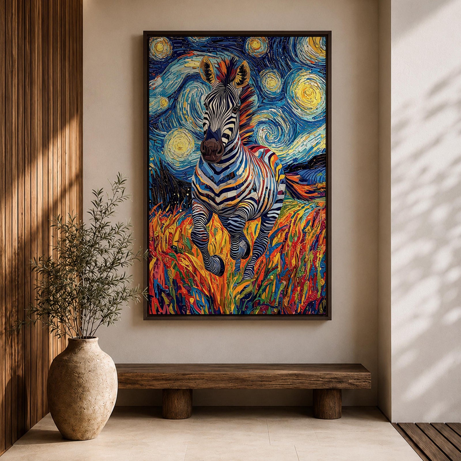 Zebra Animal Wall Art Running Zebra Horse Abstract Nature Gift Living Room Home Decor