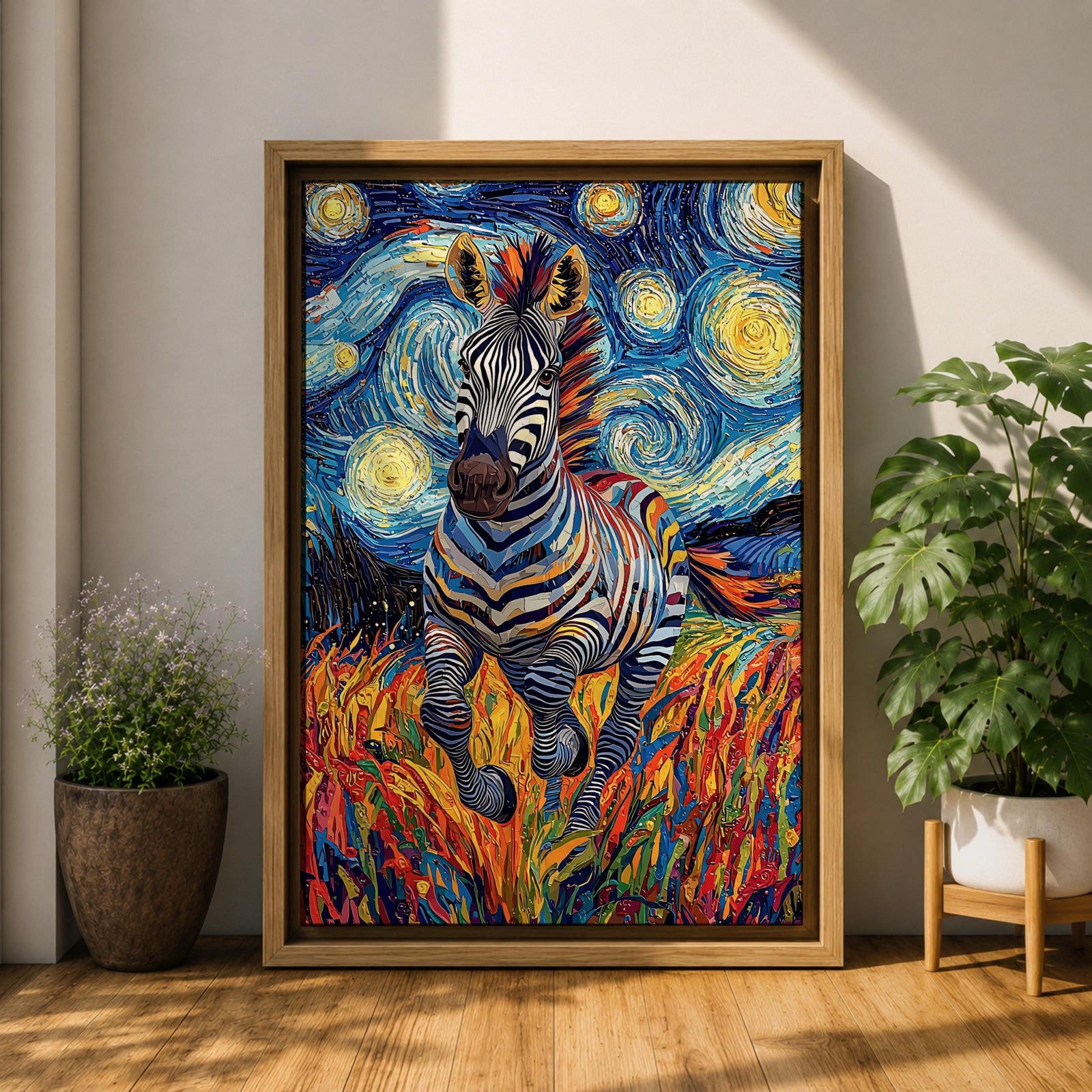 Zebra Animal Wall Art Running Zebra Horse Abstract Nature Gift Living Room Home Decor