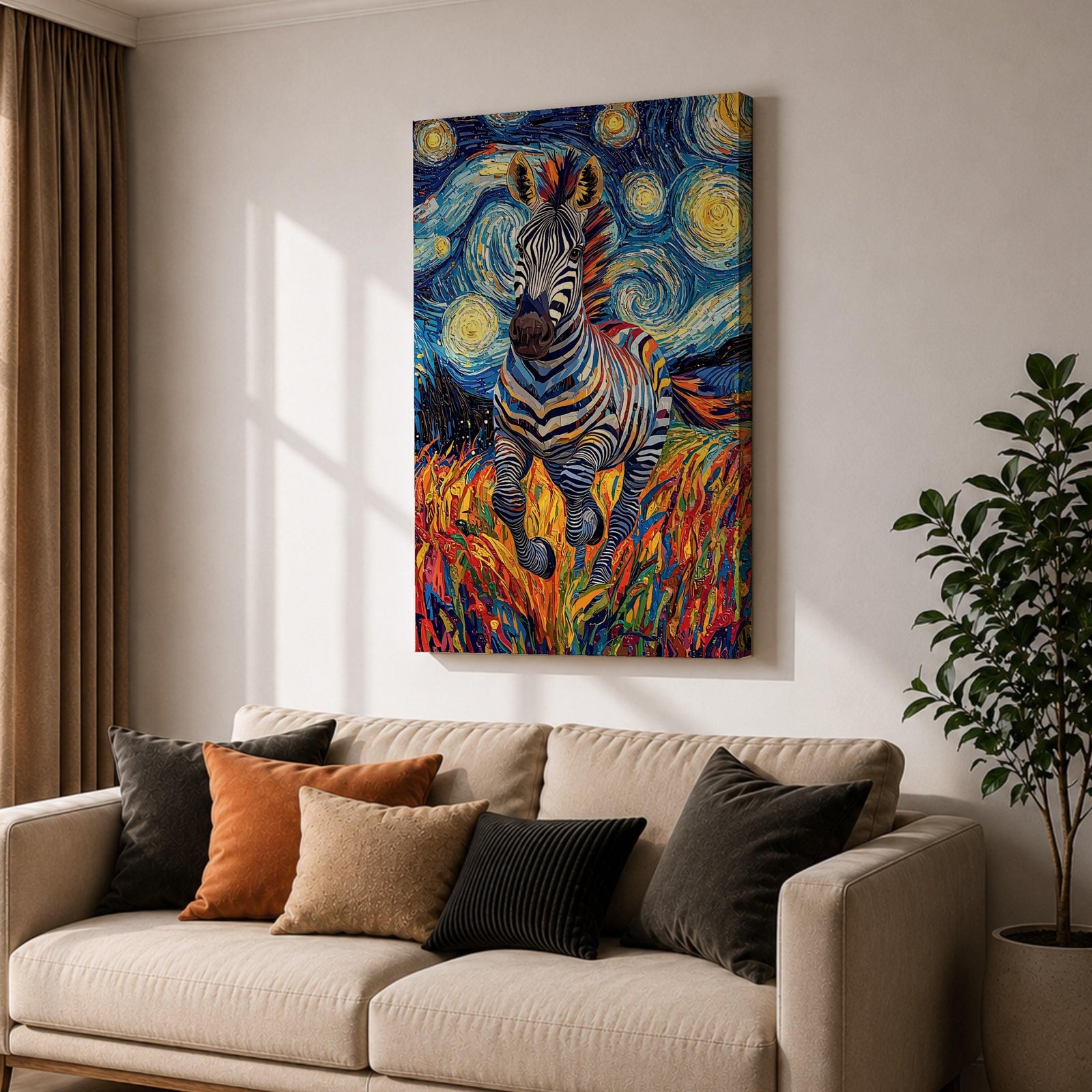 Zebra Animal Wall Art Running Zebra Horse Abstract Nature Gift Living Room Home Decor