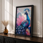 Peacock Bird Wall Art Lotus Peacock Feather Symbol Floral Gift Living Room Home Decor