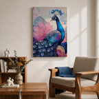 Peacock Bird Wall Art Lotus Peacock Feather Symbol Floral Gift Living Room Home Decor
