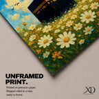 Kaaba Wall Art Daisy Field Framed Canvas Makkah Impressionist Islamic Home Decor