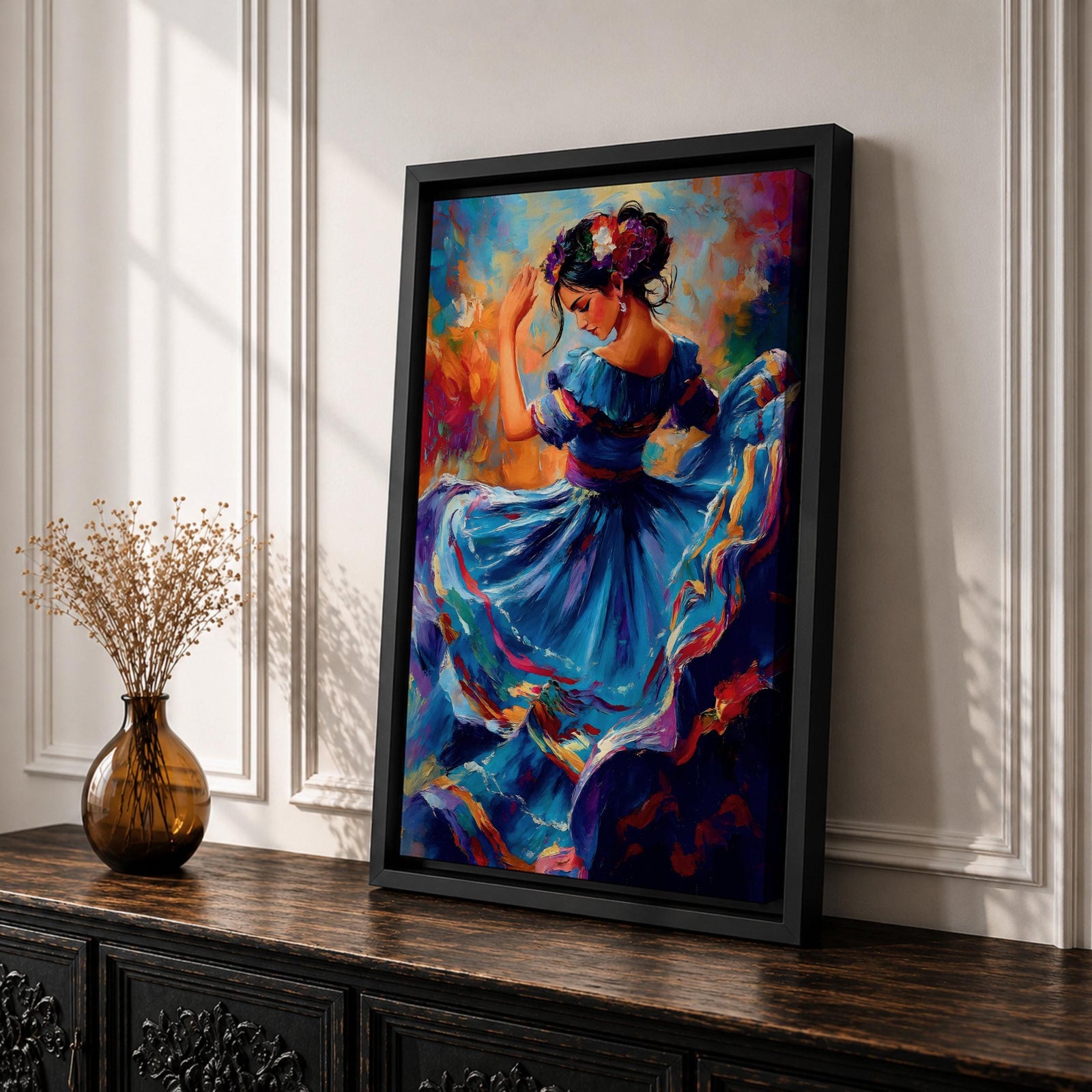 Flamenco Dancer Mexican Wall Art Folklorico Dance Traditional Abstract Gift Living Room Home Decor