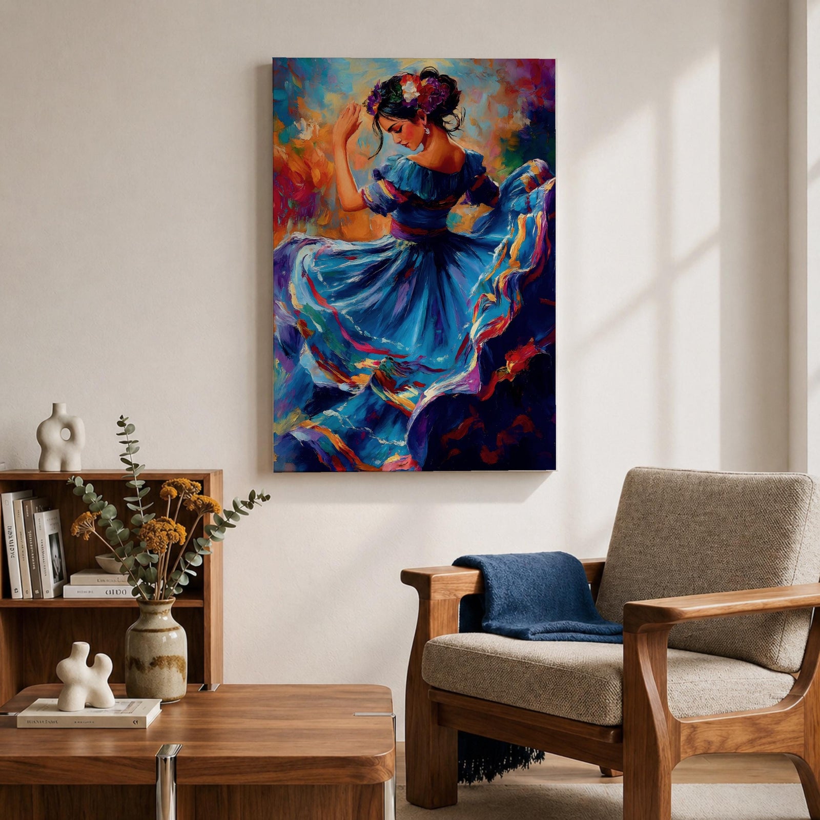 Flamenco Dancer Mexican Wall Art Folklorico Dance Traditional Abstract Gift Living Room Home Decor