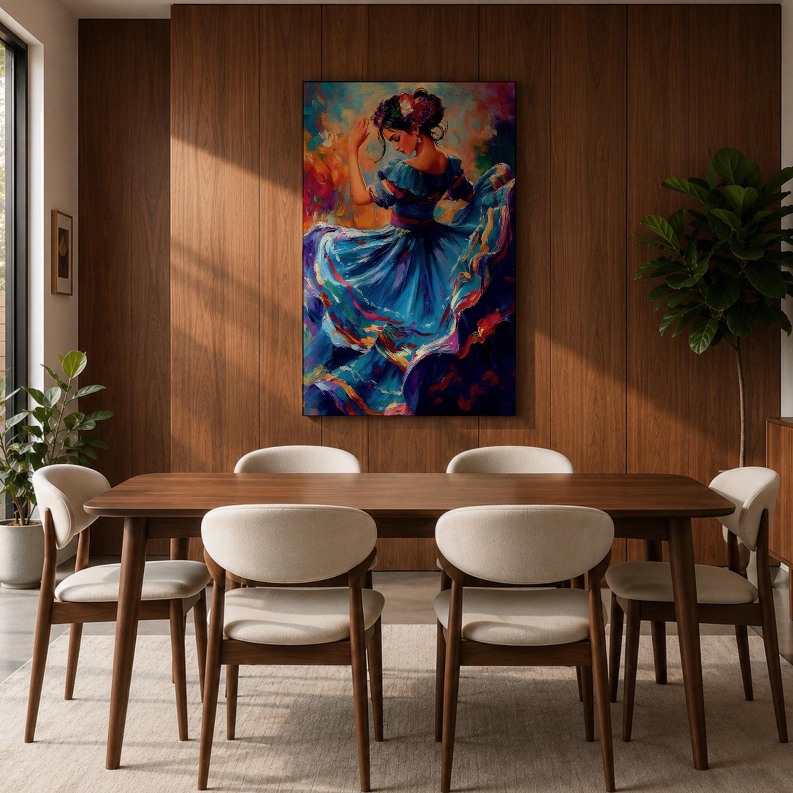 Flamenco Dancer Mexican Wall Art Folklorico Dance Traditional Abstract Gift Living Room Home Decor