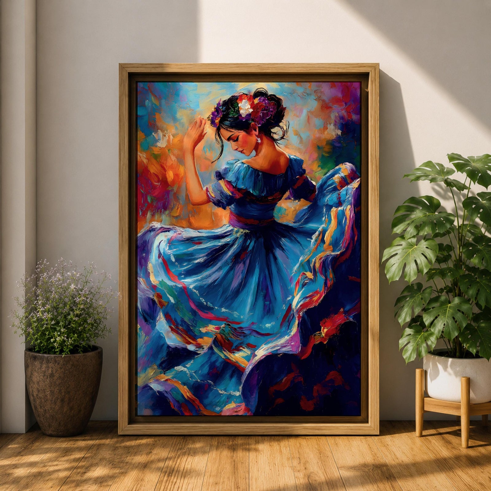 Flamenco Dancer Mexican Wall Art Folklorico Dance Traditional Abstract Gift Living Room Home Decor