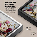 Panoramic painting of a lush bouquet of pink, cream, and purple flowers with expressive textured brushstrokes.