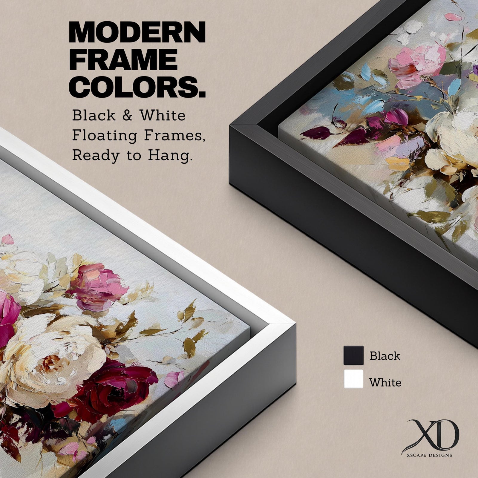 Panoramic painting of a lush bouquet of pink, cream, and purple flowers with expressive textured brushstrokes.