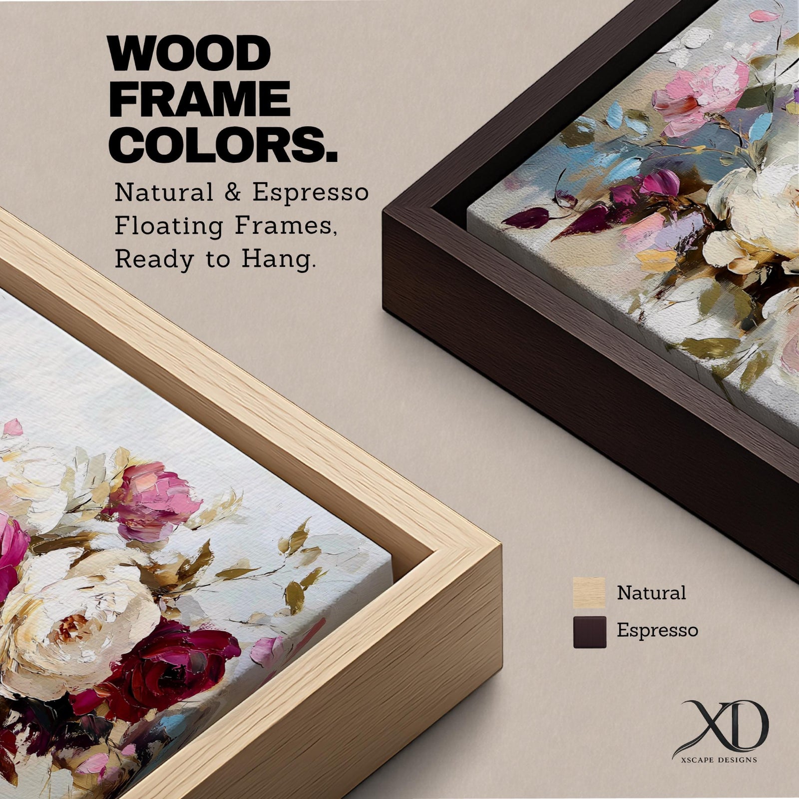 Panoramic painting of a lush bouquet of pink, cream, and purple flowers with expressive textured brushstrokes.
