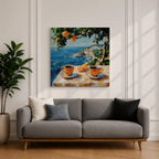 Mediterranean Coffee Table Wall Art Citrus Still Life Framed Canvas Coastal Kitchen Decor