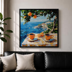 Mediterranean Coffee Table Wall Art Citrus Still Life Framed Canvas Coastal Kitchen Decor