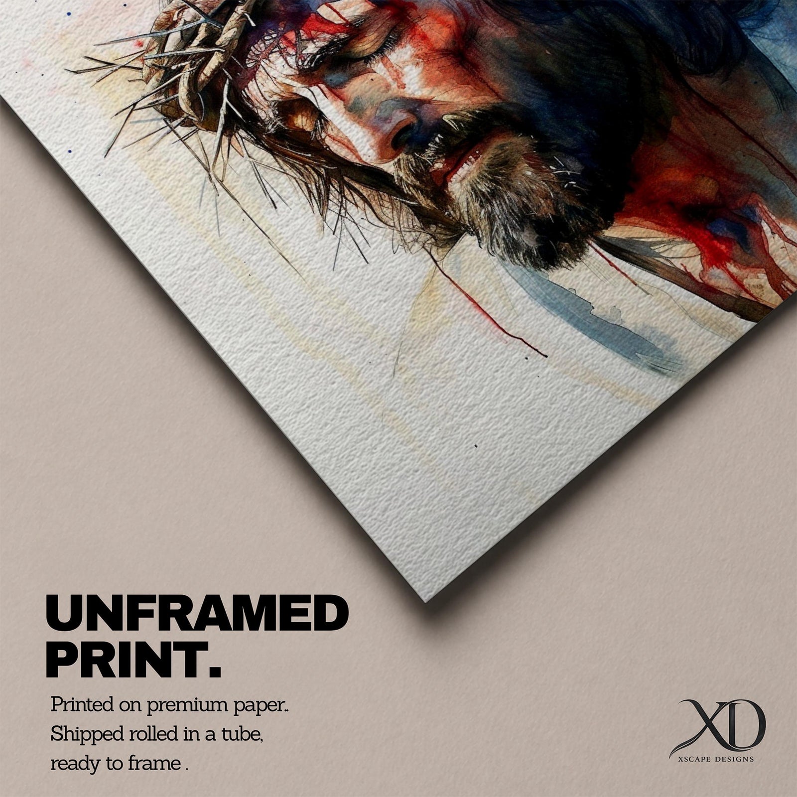 Jesus Crown of Thorns Wall Art Passion of Christ Framed Canvas Watercolor Christian Decor