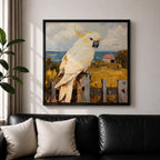 Cockatoo Wall Art Sulphur Crested Parrot Framed Canvas Australian Bird Impasto Animal Home Decor
