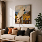 Cockatoo Wall Art Sulphur Crested Parrot Framed Canvas Australian Bird Impasto Animal Home Decor
