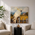 Cockatoo Wall Art Sulphur Crested Parrot Framed Canvas Australian Bird Impasto Animal Home Decor