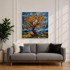 Tree Wall Art Yggdrasil Framed Canvas Stained Glass Botanical Mosaic Home Decor
