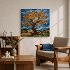 Tree Wall Art Yggdrasil Framed Canvas Stained Glass Botanical Mosaic Home Decor